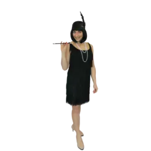 Woman in a Black Flapper Dress, Holding a Cigarette Holder — Costumes Galore in Maroochydore, QLD