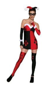 Woman in a Harley Quinn Costume With Black and Red Diamond-patterned Dress — Costumes Galore in Maroochydore, QLD