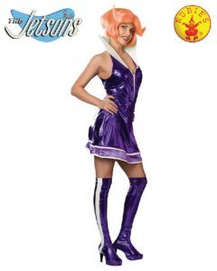Woman in a Purple Jetson's Costume With Orange Wig, White Collar, and Boots — Costumes Galore in Maroochydore, QLD