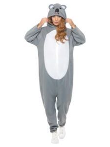 Person Wearing a Gray Koala Onesie With a White Belly, Standing — Costumes Galore in Maroochydore, QLD