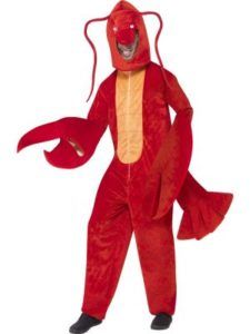 Person Wearing a Red Lobster Costume, Including Claws, Headpiece, and Tail — Costumes Galore in Maroochydore, QLD