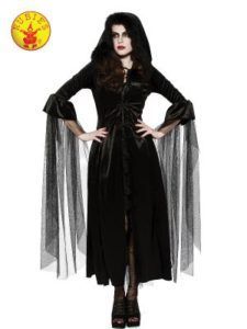 Woman in Black Hooded Dress With Long Sleeves — Costumes Galore in Maroochydore, QLD
