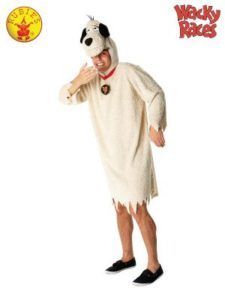 Man in Muttley Costume From Wacky Races, Cream-colored Body With Dog Head Hood — Costumes Galore in Maroochydore, QLD