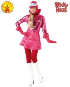 Woman in a Pink Racer X Costume, White Boots, and Red Gloves — Costumes Galore in Maroochydore, QLD