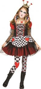 Woman in a Queen of Hearts Costume: Dress, Crown, and Leggings — Costumes Galore in Maroochydore, QLD