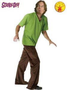 Shaggy Costume: Man Wearing Green Shirt, Brown Pants, and Black Shoes — Costumes Galore in Maroochydore, QLD