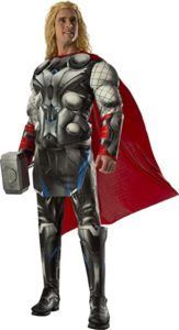 Man in Thor Costume, Holding a Hammer, Wearing a Red Cape — Costumes Galore in Maroochydore, QLD
