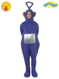 Person in a Blue Teletubby Costume With a Silver Screen on the Stomach — Costumes Galore in Maroochydore, QLD