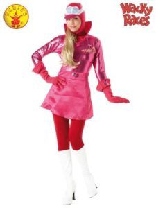 Woman in a Pink Penelope Pitstop Costume From Wacky Races— Costumes Galore in Maroochydore, QLD