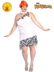Plus Size Wilma Flintstone Costume, White Dress With Zebra-print Fringe — Costumes Galore in Maroochydore, QLD
