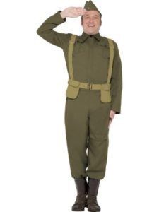 Person in Olive-green Military Uniform, Saluting, With Cap, Suspenders, and Boots — Costumes Galore in Maroochydore, QLD