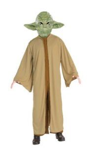 Yoda Costume: Green Mask, Beige Robe, Brown Trim, and Black Shoes — Costumes Galore in Maroochydore, QLD