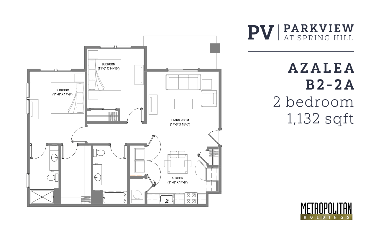 Azalea 2 Bedroom Floor Plan