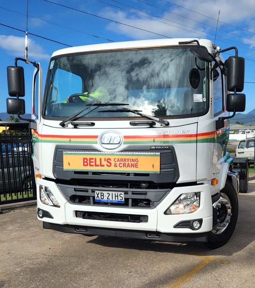 White Truck With Bell's Lifting & Crane  — Bell's Carrying & Crane Hire Service Pty Ltd in Bungalow, QLD