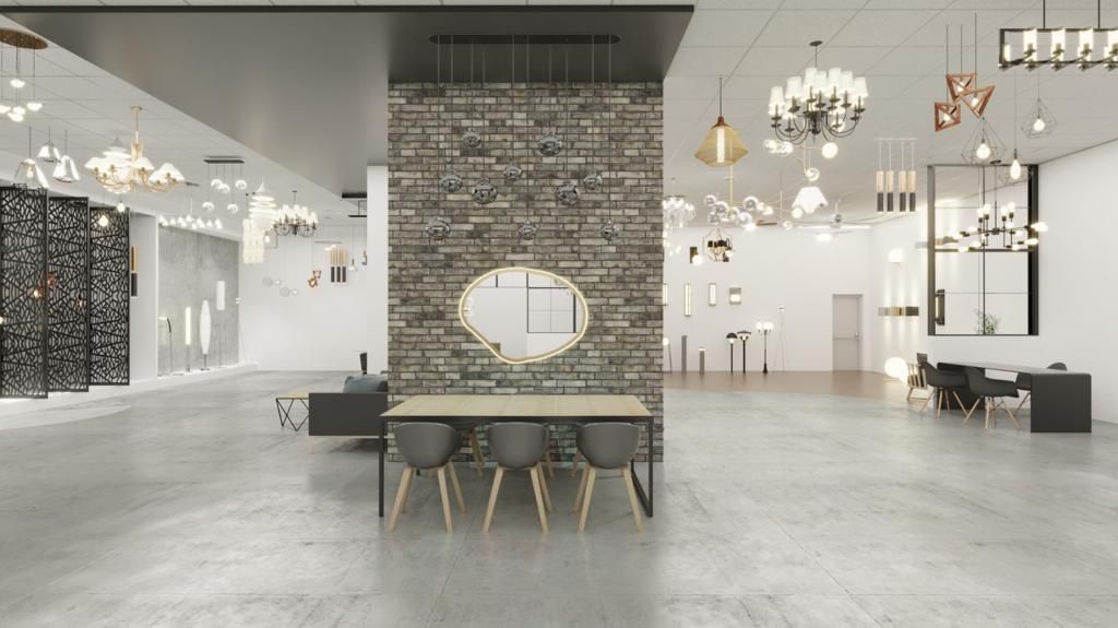 עיצוב ותכנון אולם תצוגה חלל מסחרי יהלום תאורה - מעצבת פנים שמרית אוחיון