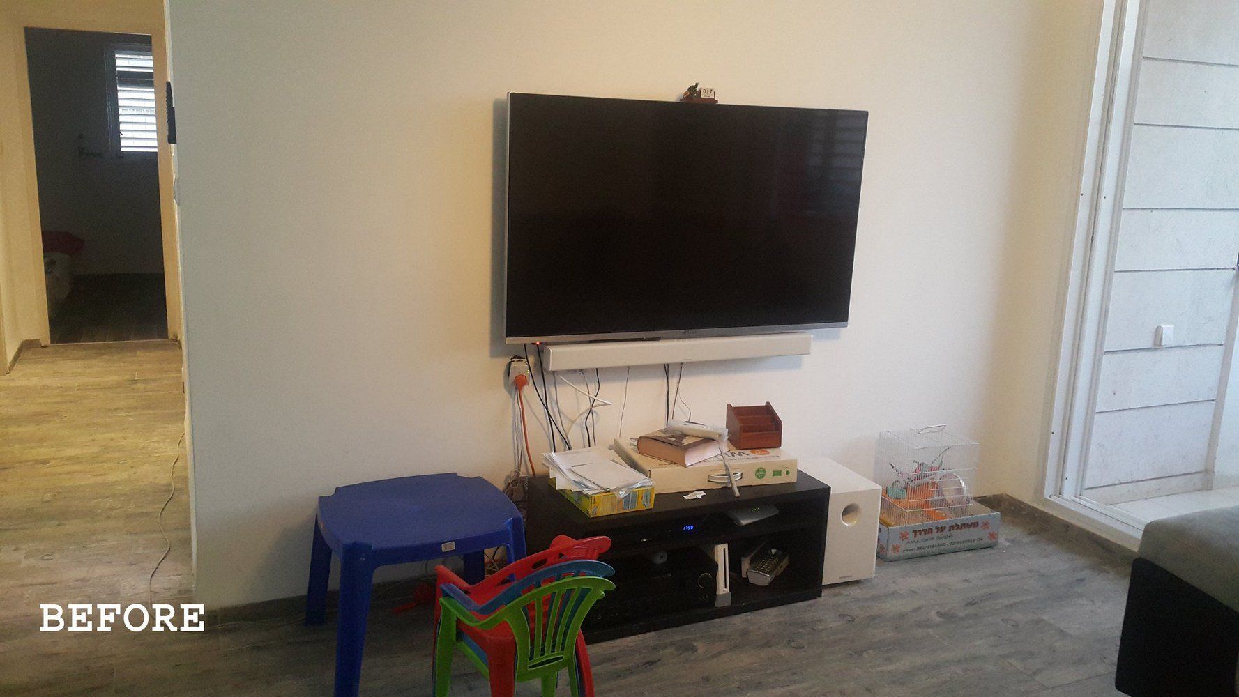 קיר טלויזיה לפני שדרוג