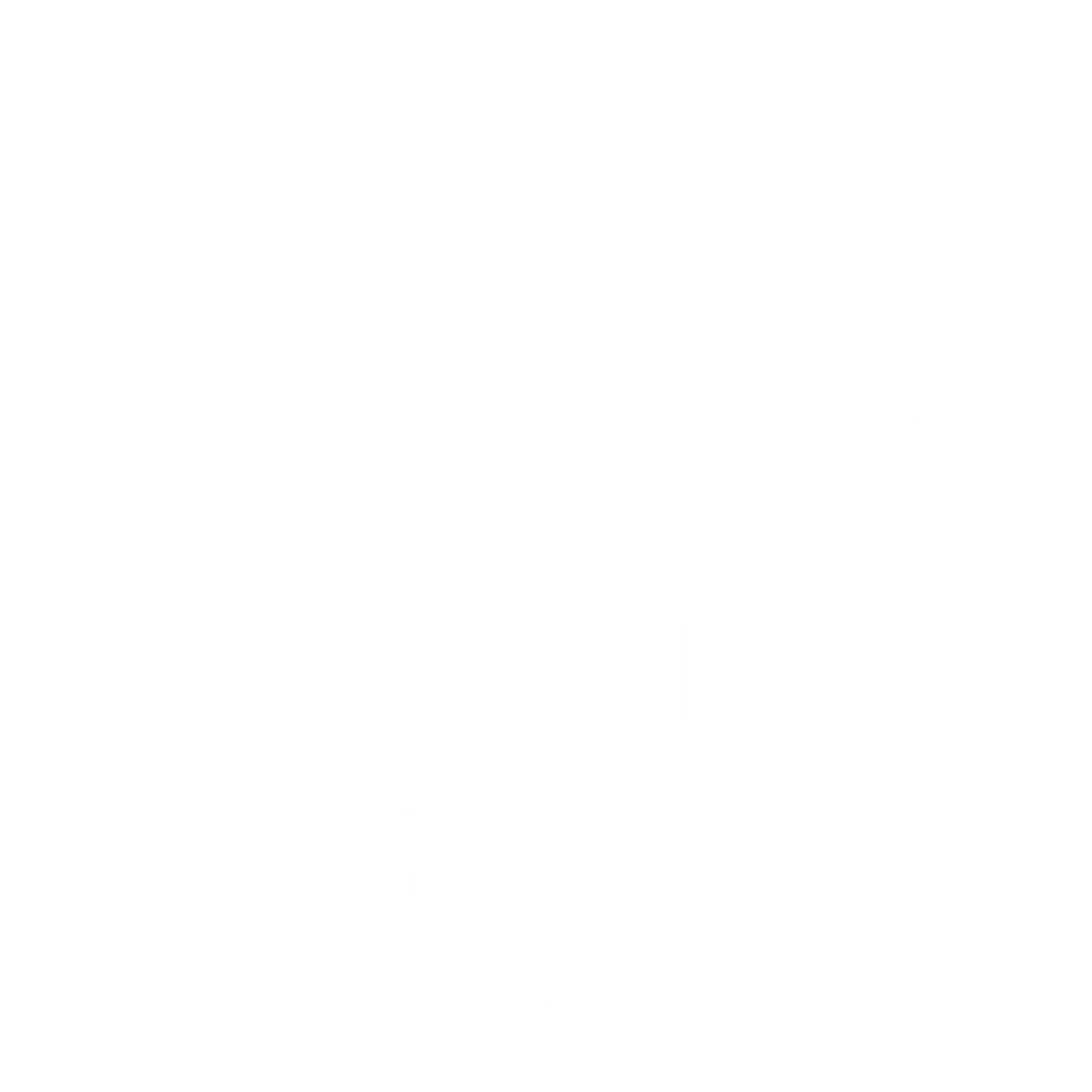 Black and white logo with a mountain range inside a circle. The word 