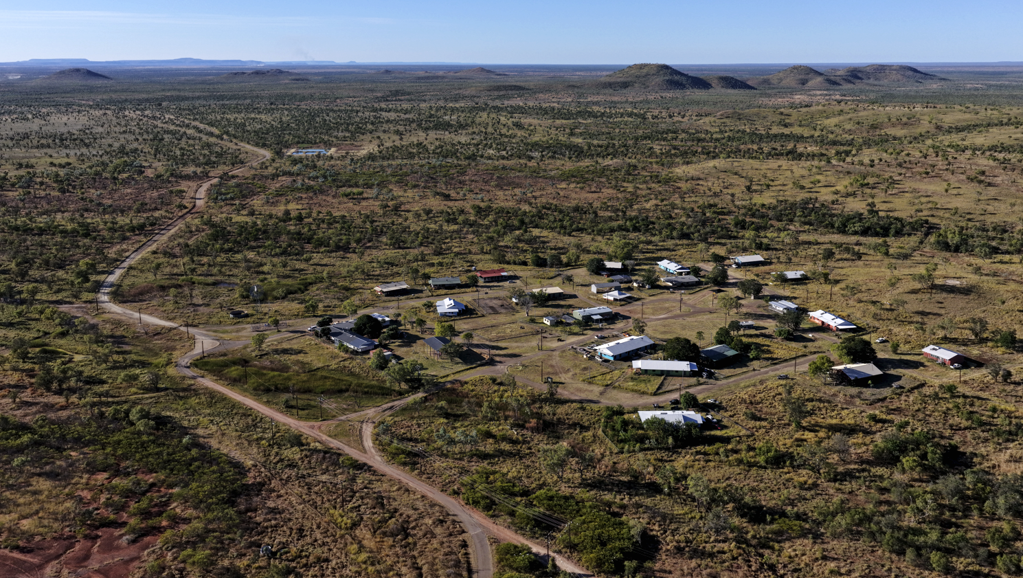An aerial shot of a community near Timber Creek, Northern Territory