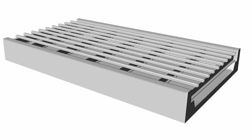 A Rectangular Metal Grate Set in a Frame, Viewed at an Angle — Graham's Precast Concrete Products Pty Ltd in Kyogle, NSW