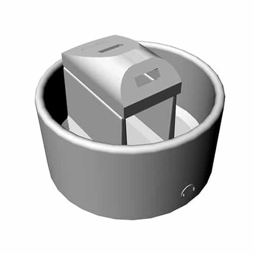 A gray, cylindrical container — Graham's Precast Concrete Products Pty Ltd in Kyogle, NSW