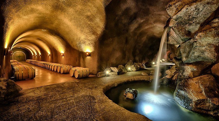 There is a waterfall in the middle of the cave.