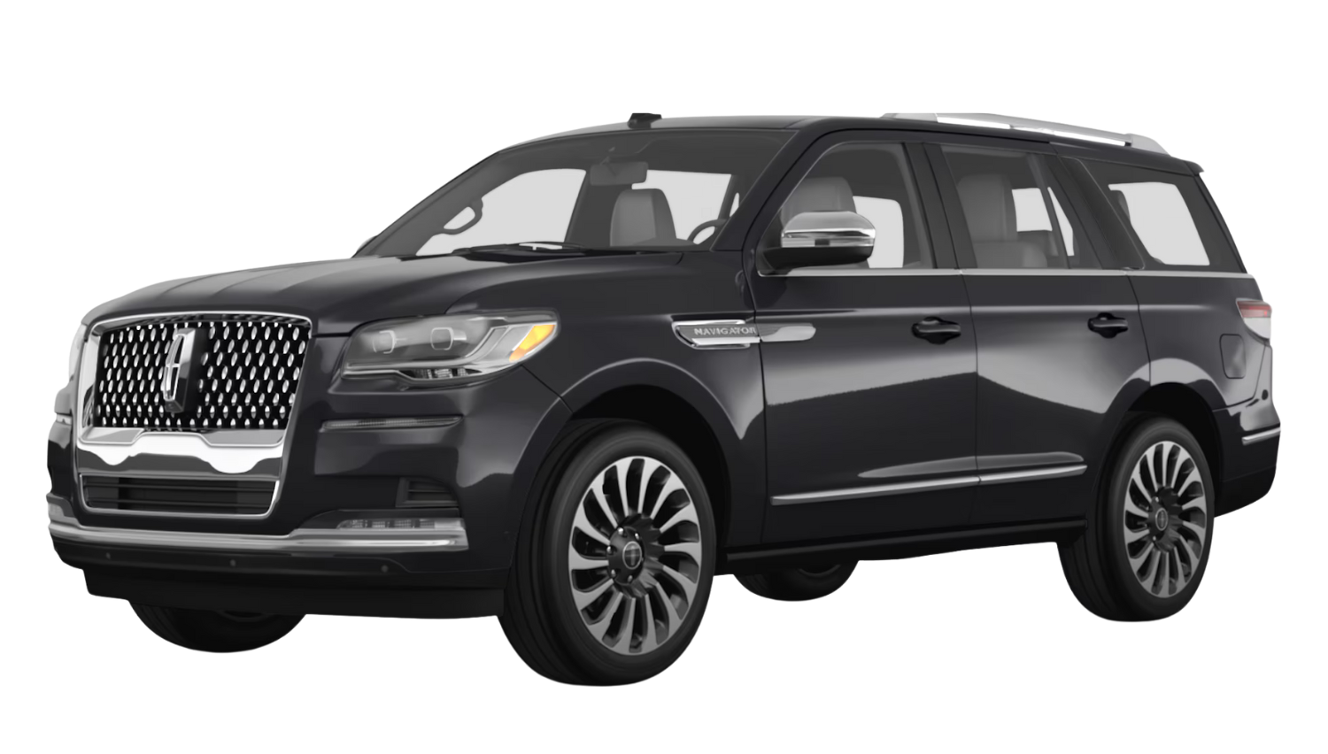 A black lincoln navigator is shown on a white background.