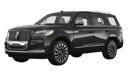 A black lincoln navigator is shown on a white background.