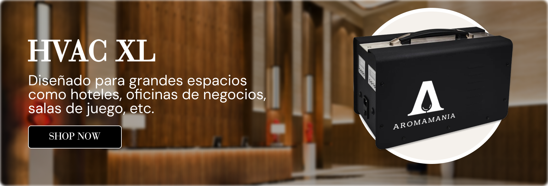 An ad for hvac xl designed for large spaces such as hotels business offices games rooms etc.