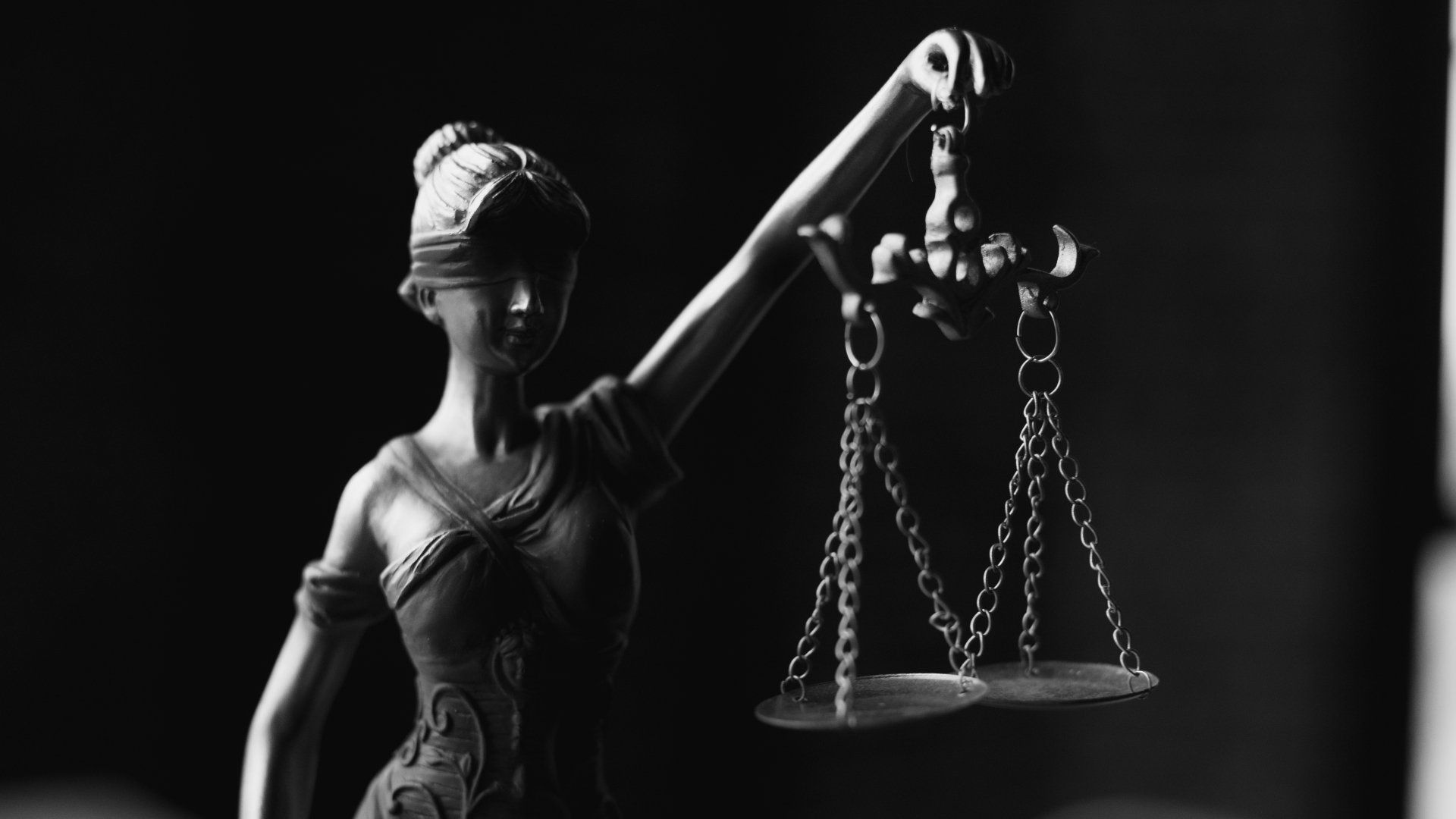 Scales of justice on a table. Hammond, IN