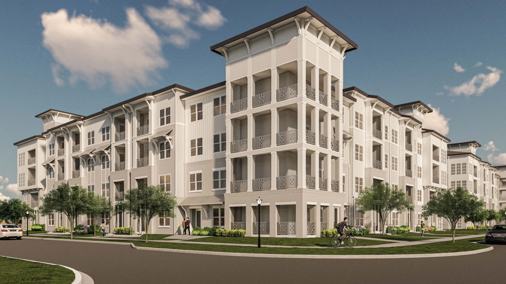 An artist 's impression of a large apartment building.