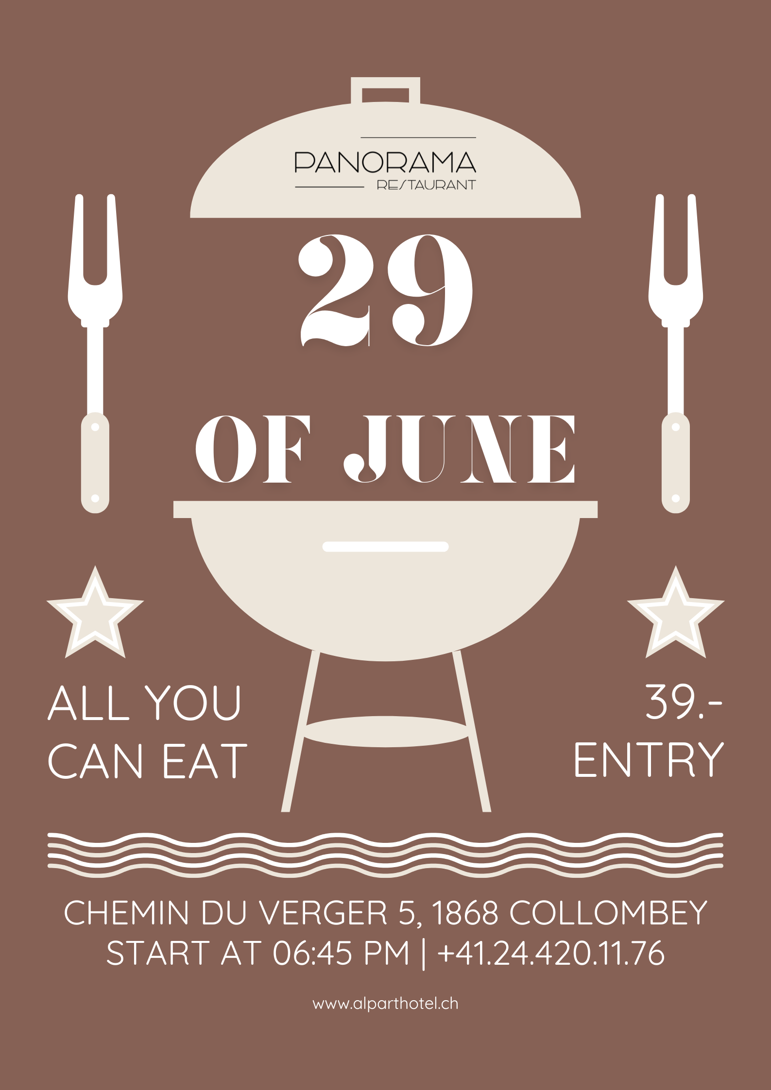 Unlimited BBQ feast with grilled meat, vegetables and sauces