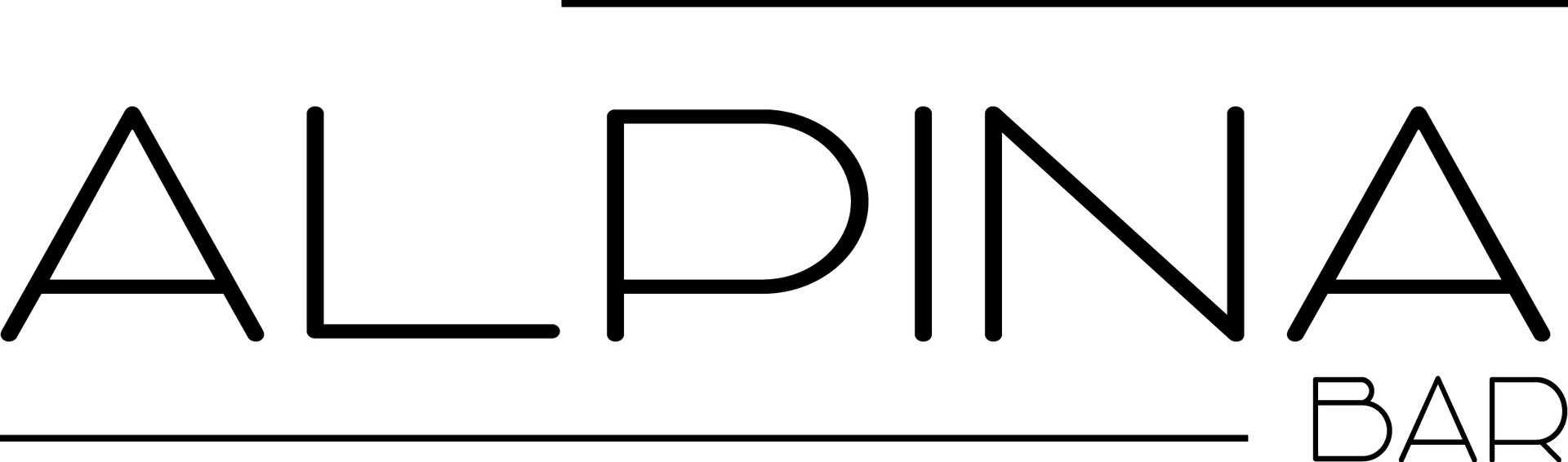 Logo for Alpina Bar, black text on a white background. 