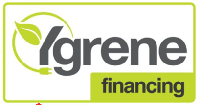 A green and black logo for ygrene financing