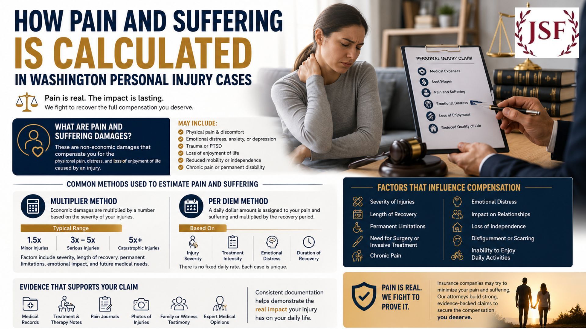 How Are Pain and Suffering Damages Calculated in Washington Personal Injury Cases