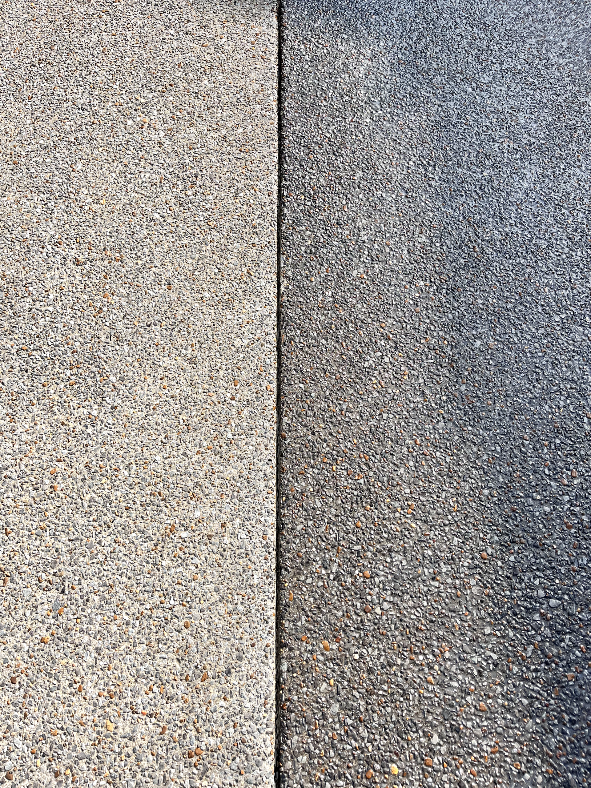 A close up of two different types of granite.