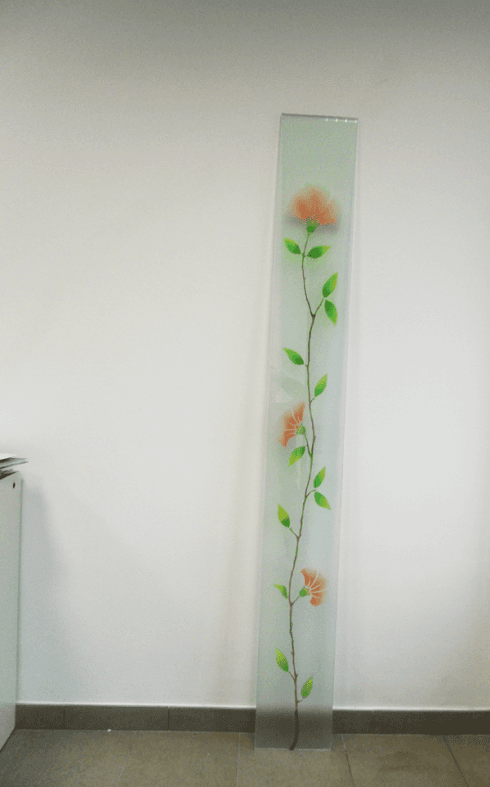 Vetro da arredo con motivo floreale serigrafato