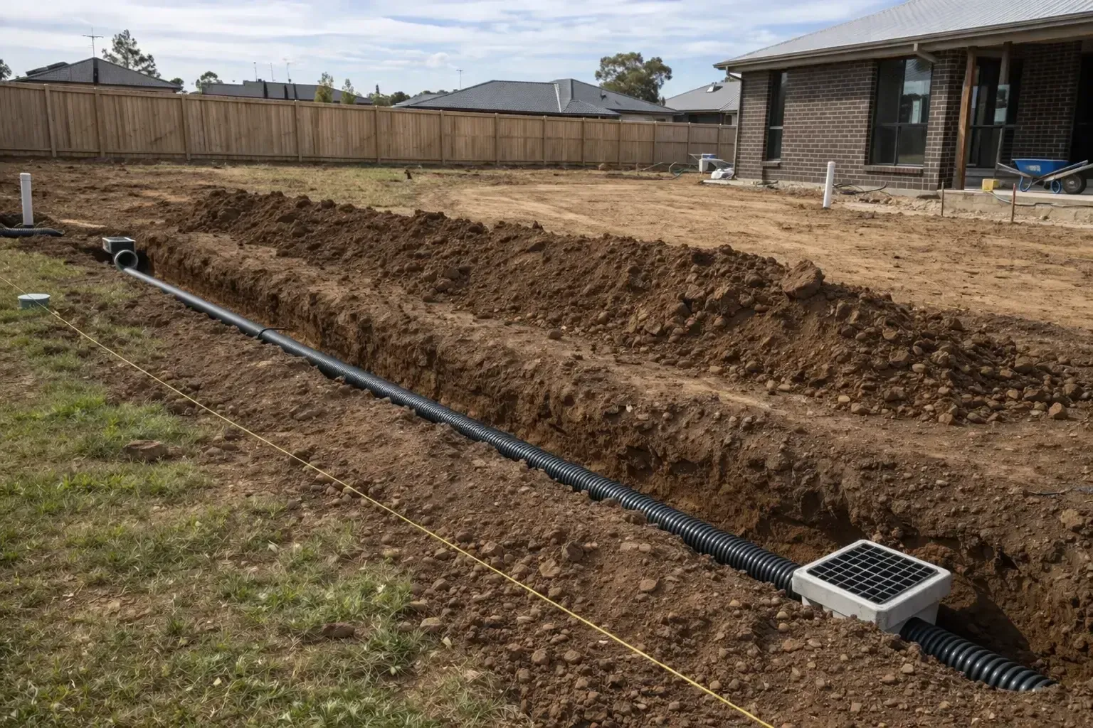 Drainage trench for a new build in Wilsoton, Toowoomba