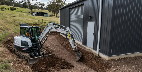 Preparing to add drainage at the entrance of this farm shed before the concrete is laid. Iredale, QLD 