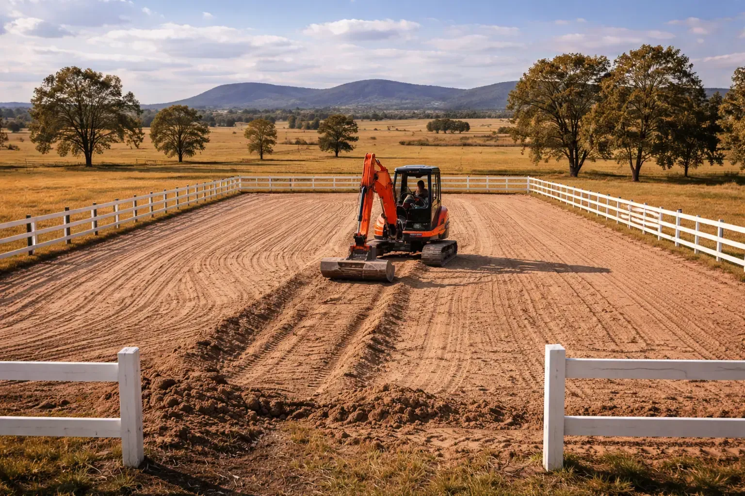 Final prep for an Equestrian Arena on a property near Pratten, QLD