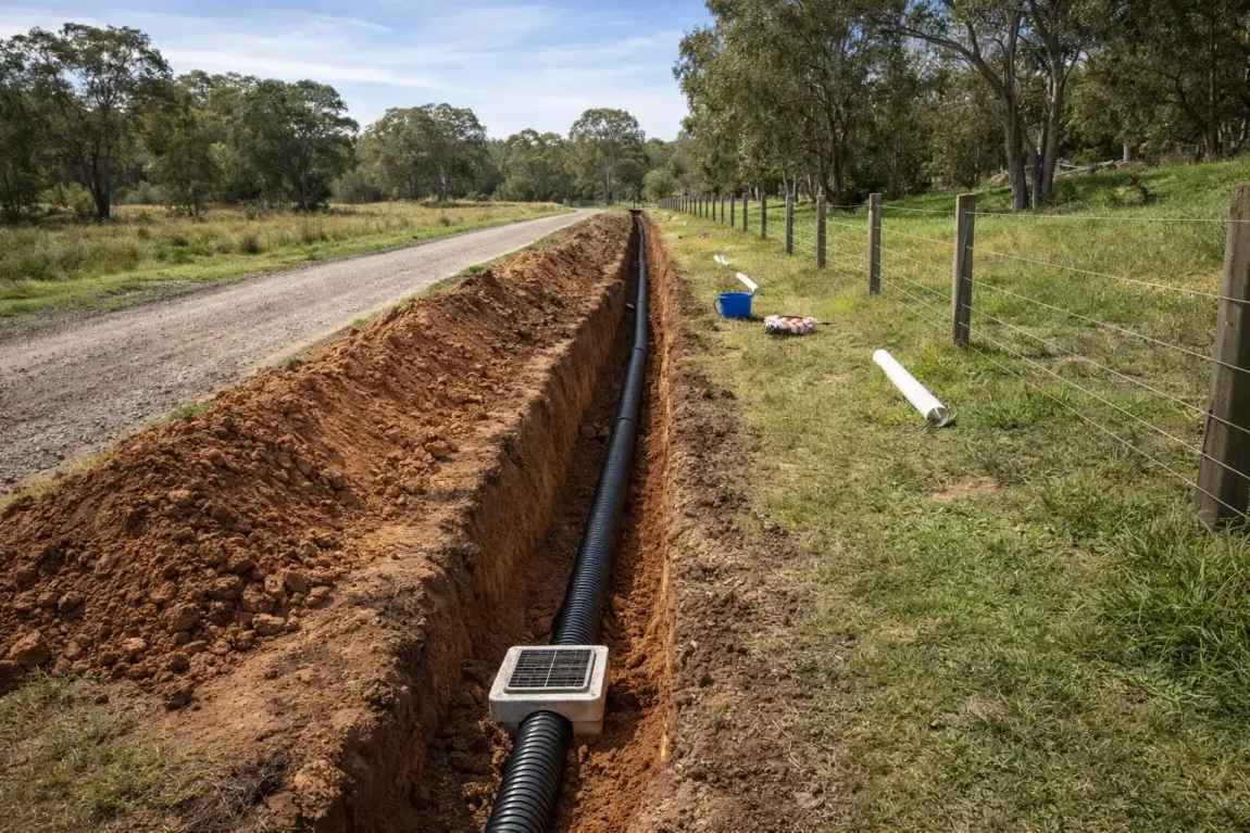 A drainage trench at a property near Goombungee, QLD