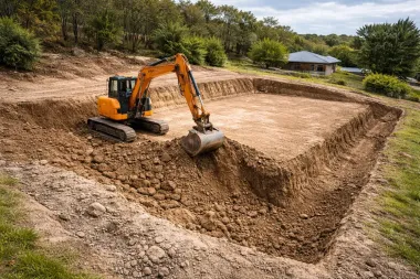 Site cut, fill and levelling on a steep semi rural block near Gowrie Junction, Toowoomba