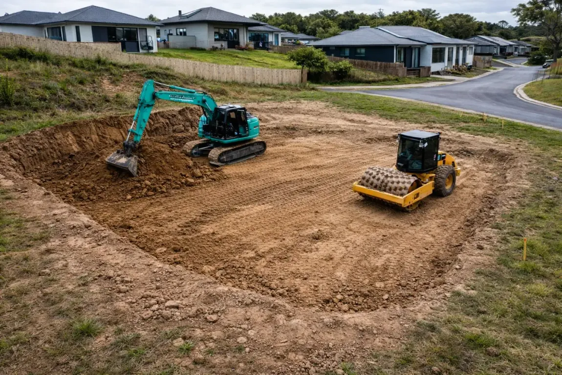 Residential site cut and slab prep in Toowoomba.
