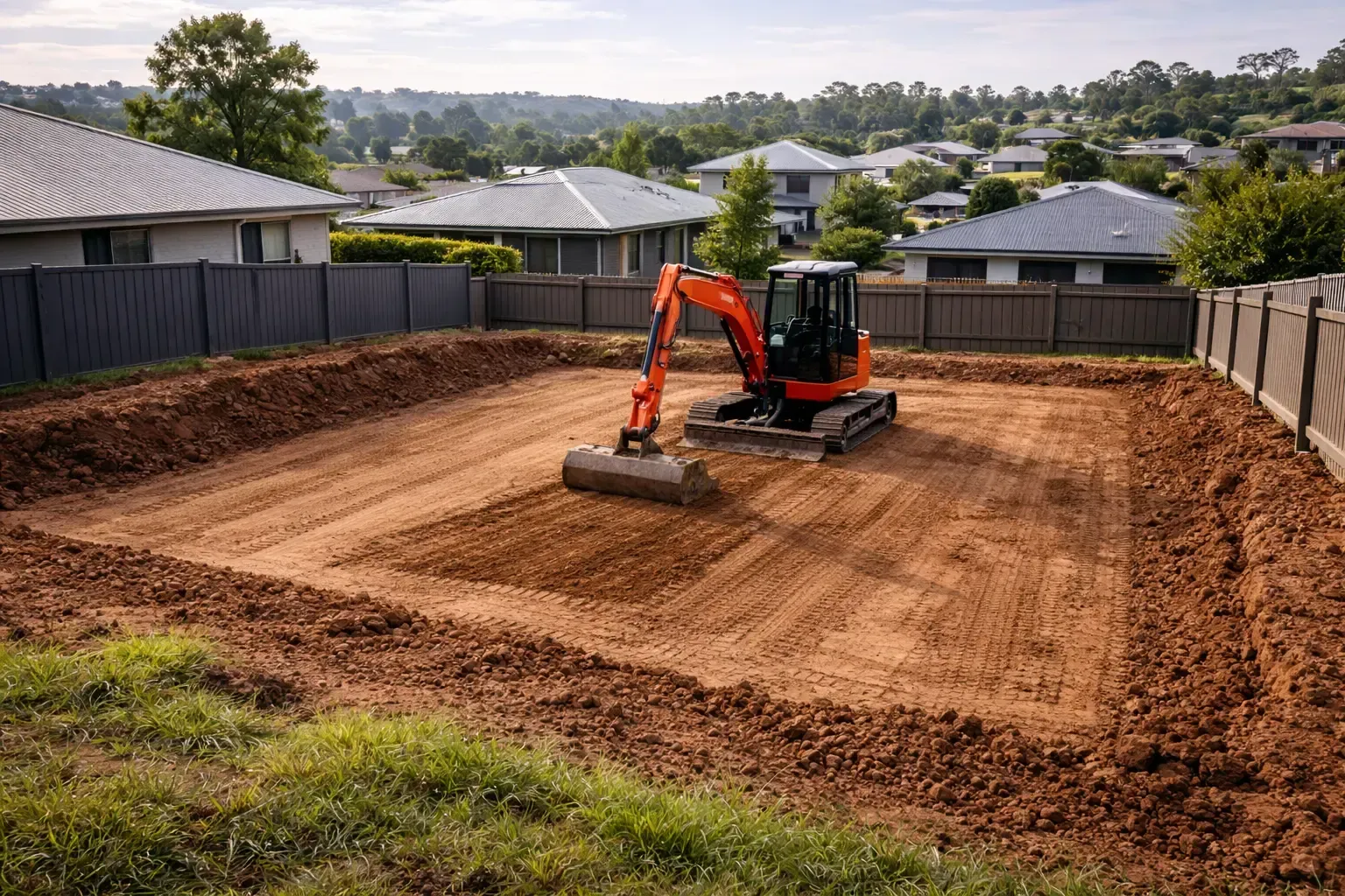 Site cut on small residential block in Toowoomba