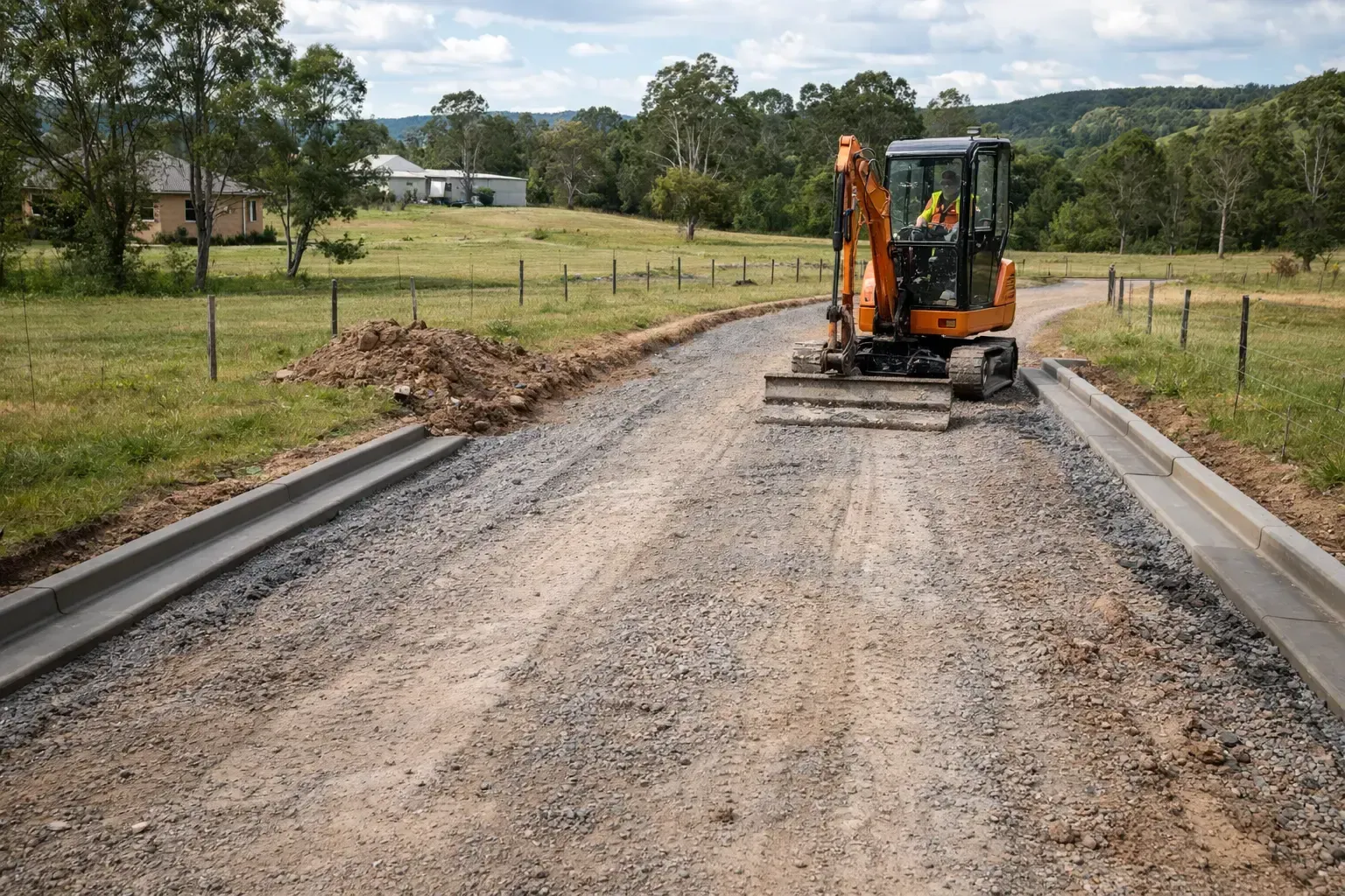 Prepping a long rural driveway. Darling Downs, QLD