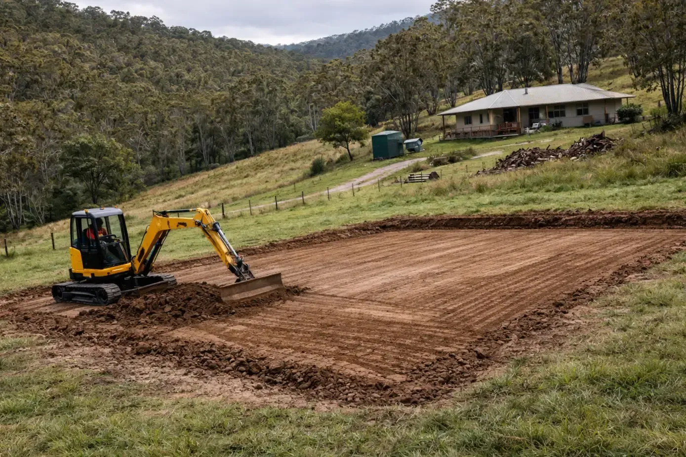 Shaping a rural shed pad in the Lockyer Valley