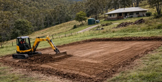 Shaping a rural shed pad in the Lockyer Valley