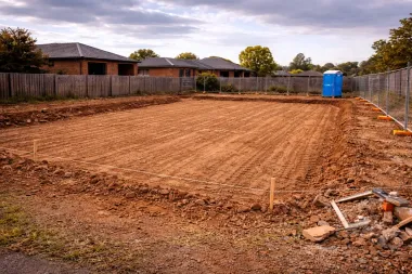Recently completed site cut for a residential house pad in Mount Lofty, Toowoomba