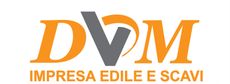 Logo con la scritta “DVM” in arancione e grigio e la dicitura “IMPRESA EDILE E SCAVI” sottostante.