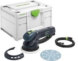 A festool orbital sander is sitting in a case.