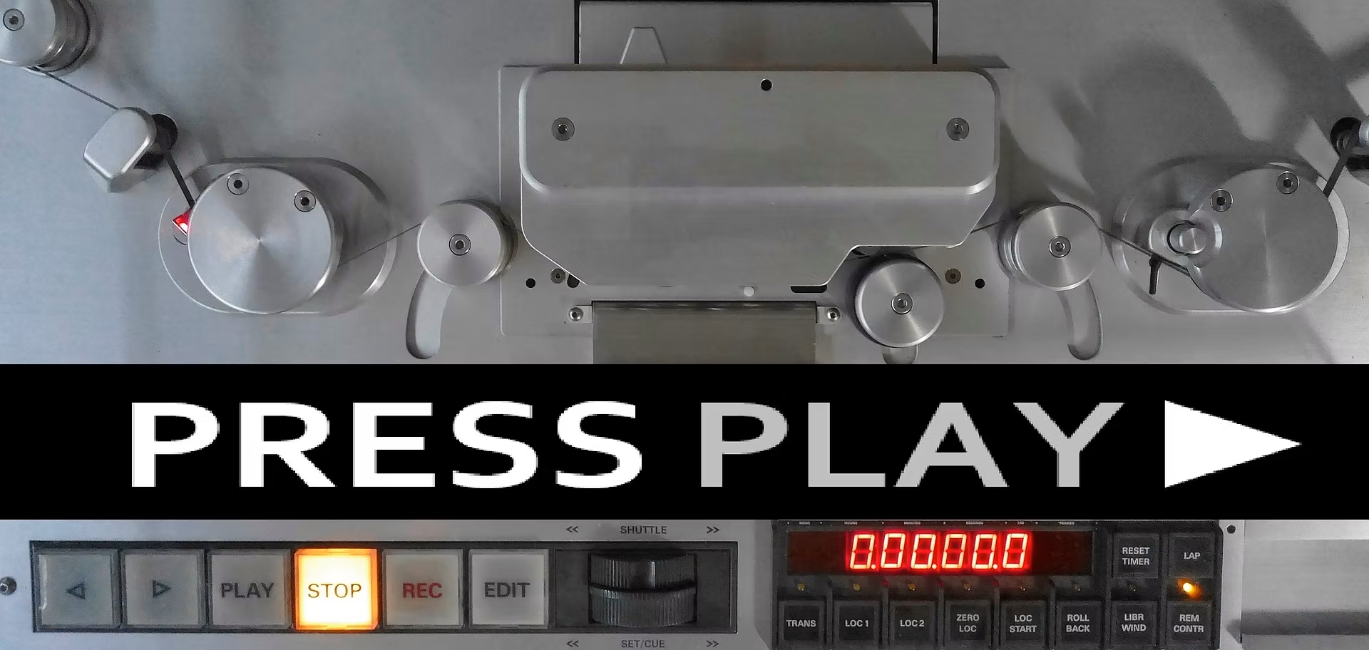 A reel-to-reel tape recorder with 